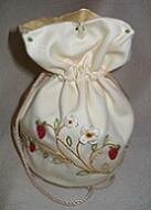 Strawberry and Rose Drawstring Bag - Cream Collection